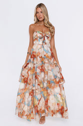 Simple Power Strapless Maxi Dress Orange