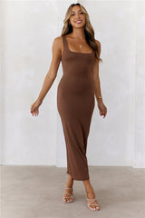 Base Premium Bodycon Maxi Dress Chocolate