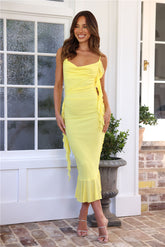 You're You Mesh Midi Dress Yellow