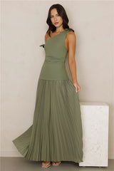 Pure Majesty Off Shoulder Maxi Dress Olive