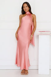 Kissed By Moonlight Satin Maxi Dress Pink