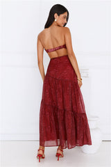 Twilight Night Strapless Maxi Dress Burgundy