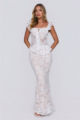 Written In Love Lace Maxi Skirt White