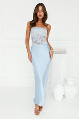 Switch On Satin Maxi Dress Blue