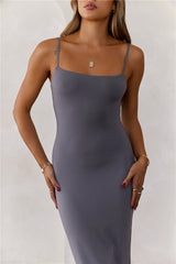 Base Smoothing Thin Strap Maxi Dress Charcoal
