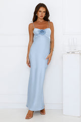 Ultimate Style Satin Maxi Dress Blue