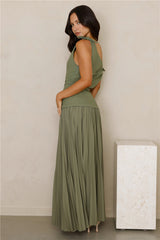 Pure Majesty Off Shoulder Maxi Dress Olive