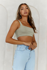 Base Style Essential Crop Top Sage Green
